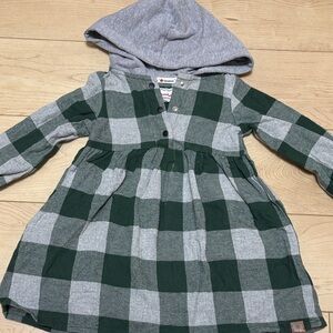 Green and Gray Plaid Kids Casual Dress